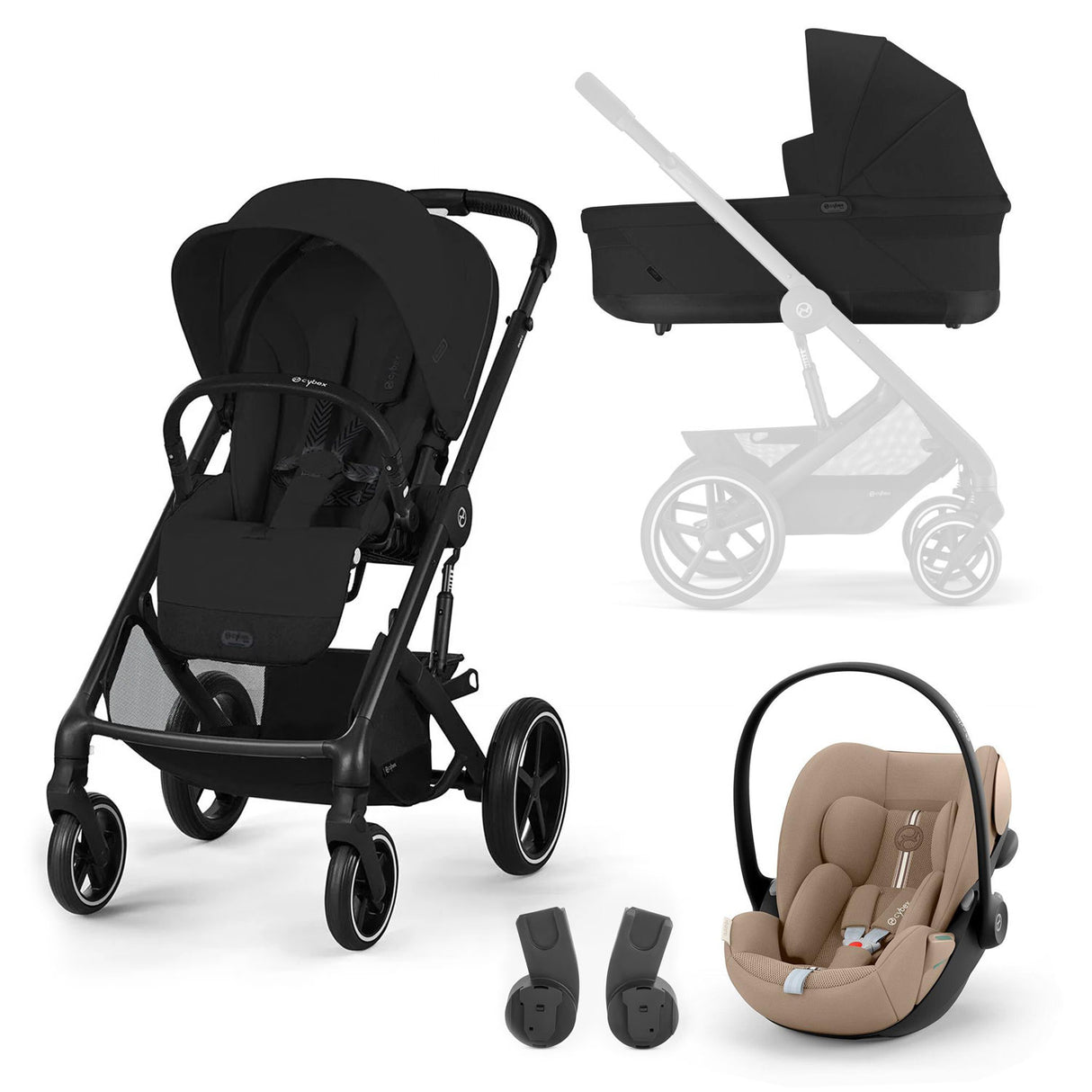 Cybex Balios S Lux Travel System with Cloud G Car Seat - Moon Black/Almond Beige