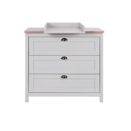 Tutti Bambini Verona 2 Piece Nursery Furniture Set with Cot Bed and Dresser - Dove Grey / Oak