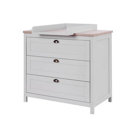 Tutti Bambini Verona 2 Piece Nursery Furniture Set with Cot Bed and Dresser - Dove Grey / Oak