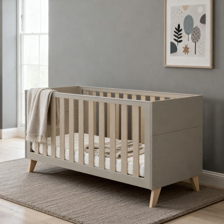 Babymore Dante 2 Piece Nursery Furniture Set with Cot bed and Chest Changer - Cashmere