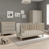 Babymore Dante 3 Piece Nursery Room Set with Cot bed, Chest Changer and Wardrobe - Cashmere