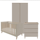 Babymore Dante 3 Piece Nursery Room Set with Cot bed, Chest Changer and Wardrobe - Cashmere