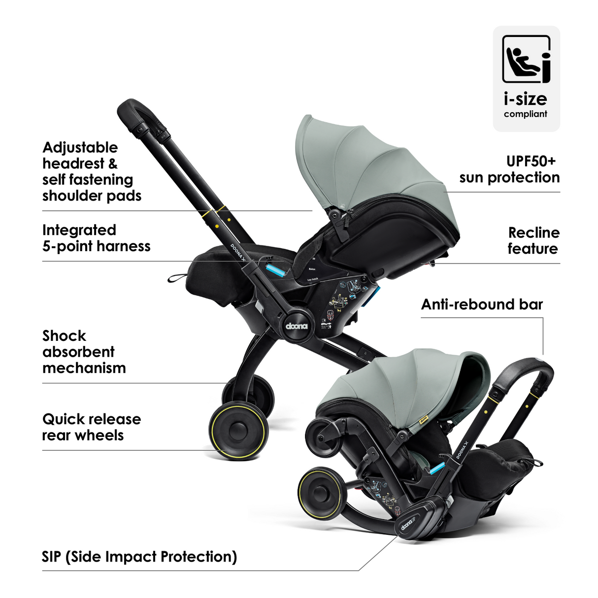 Doona X Reclining Infant Car Seat Stroller - Dusty Sage