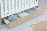 Babymore Luno Cot Bed with Under Drawer - Oak