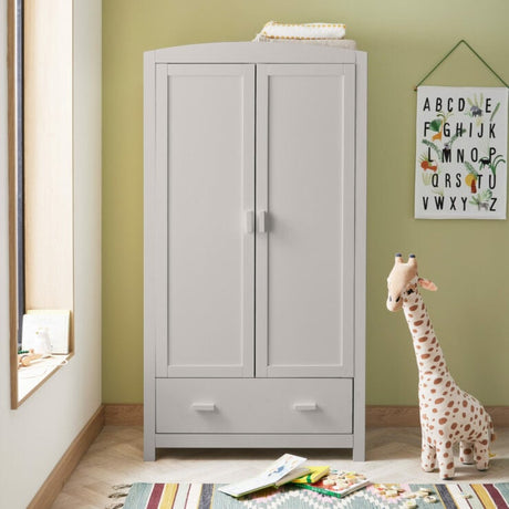 Babymore Eva 3 Piece Nursery Furniture Set with Cot Bed, Dresser and Wardrobe - Grey