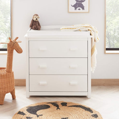 Babymore Eva 2 Piece Nursery Furniture Set with Cot Bed and Dresser - White