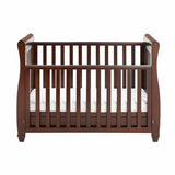 Babymore Eva Sleigh Drop Side Cot Bed with Under Drawer - Brown