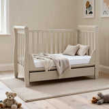 Babymore Eva Sleigh Drop Side Cot Bed with Under Drawer - Cashmere