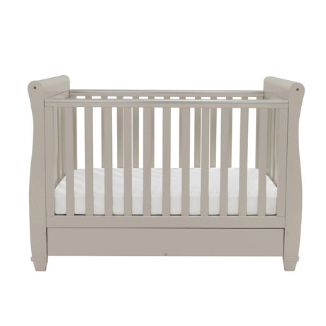 Babymore Eva Sleigh Drop Side Cot Bed with Under Drawer - Cashmere