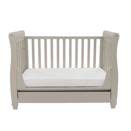 Babymore Eva Sleigh Drop Side Cot Bed with Under Drawer - Cashmere