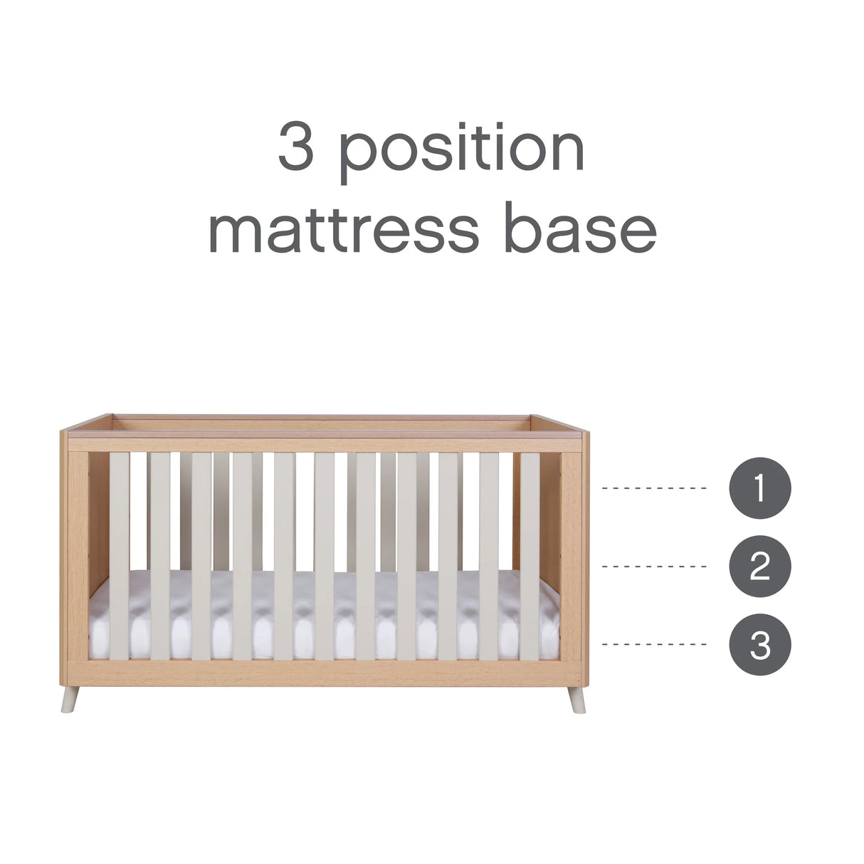 Tutti Bambini Fika 2 Piece Nursery Furniture Set with Cot Bed & Dresser - White Sand & Light Oak