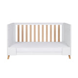 Tutti Bambini Fika 3 Piece Nursery Furniture Set with Cot Bed, Dresser & Wardrobe - White & Light Oak