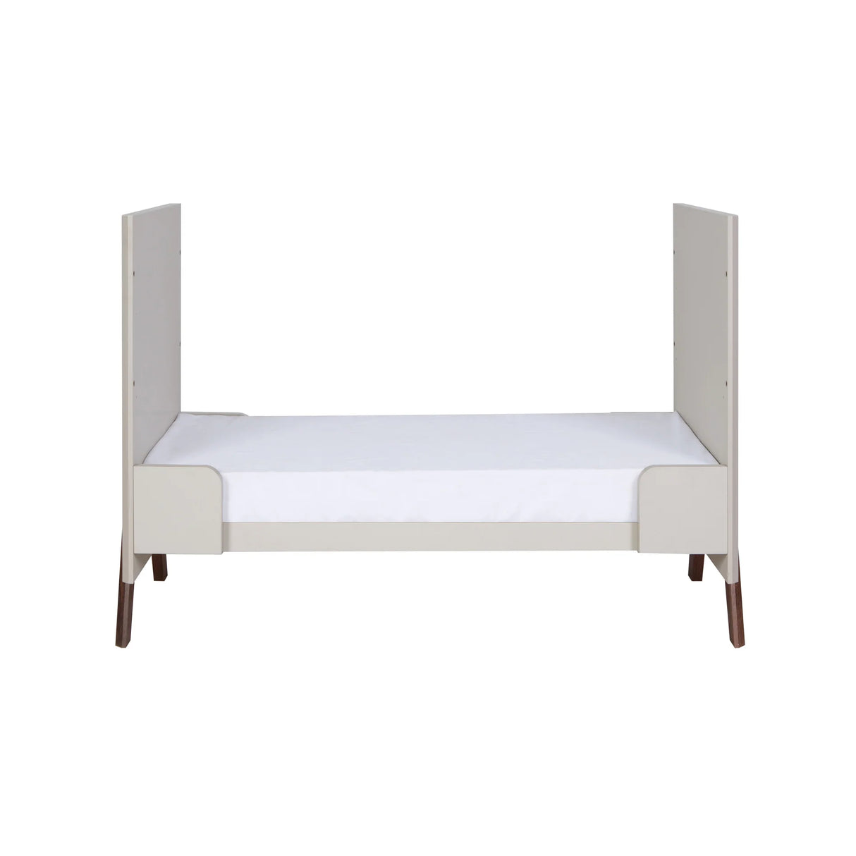 Tutti Bambini Fuori Mini 3 Piece Nursery Furniture Set with Cot Bed, Dresser & Wardrobe - White Sand / Warm Walnut