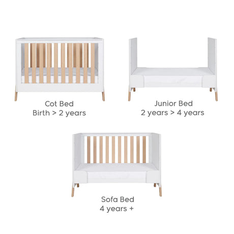 Tutti Bambini Fuori Mini Cot Bed - White / Light Oak
