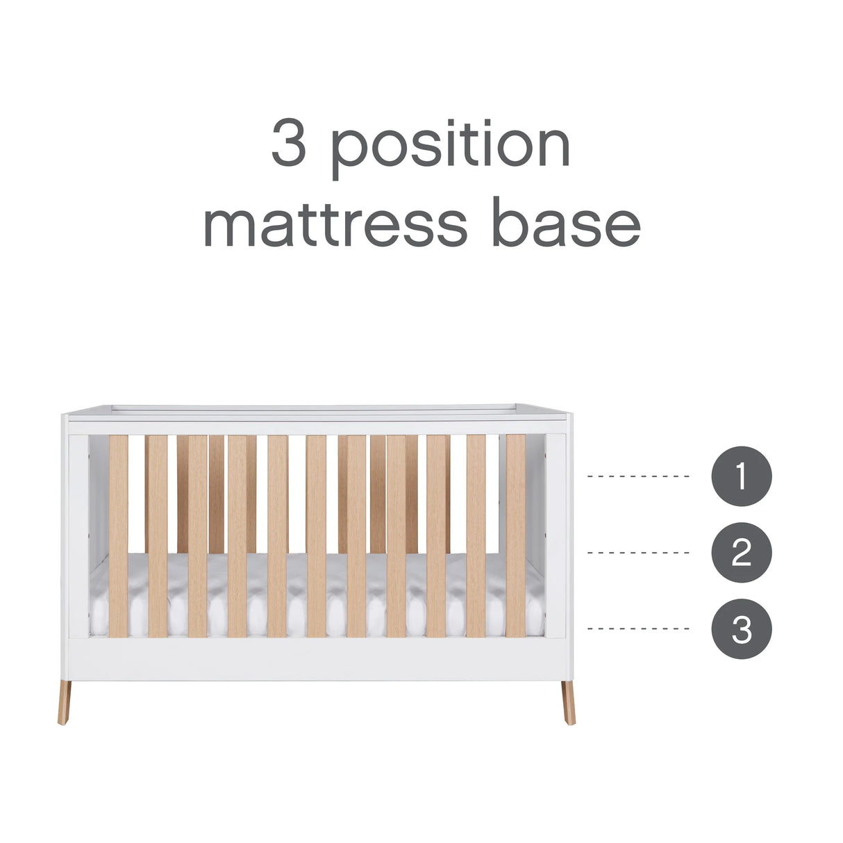 Tutti Bambini Fuori 3 Piece Nursery Furniture Set with Cot Bed, Dresser & Wardrobe - White / Light Oak