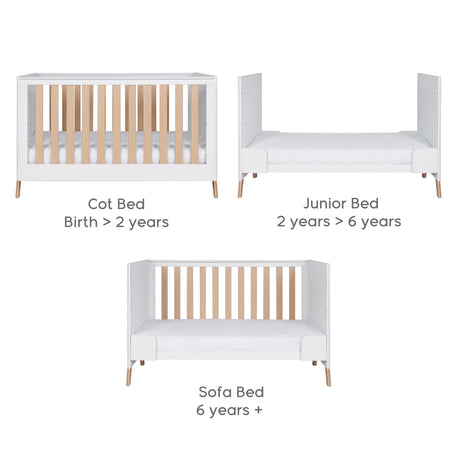 Tutti Bambini Fuori Cot Bed - White / Light Oak