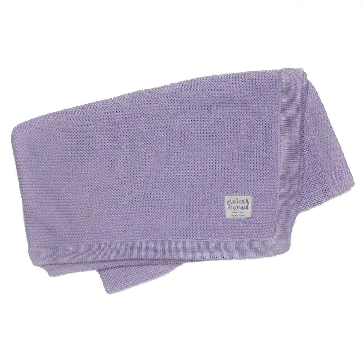 Cotton Boulevard Organic Cotton Knitted Baby Blanket 100x80cm - Lavender