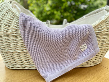 Cotton Boulevard Organic Cotton Knitted Baby Blanket 100x80cm - Lavender