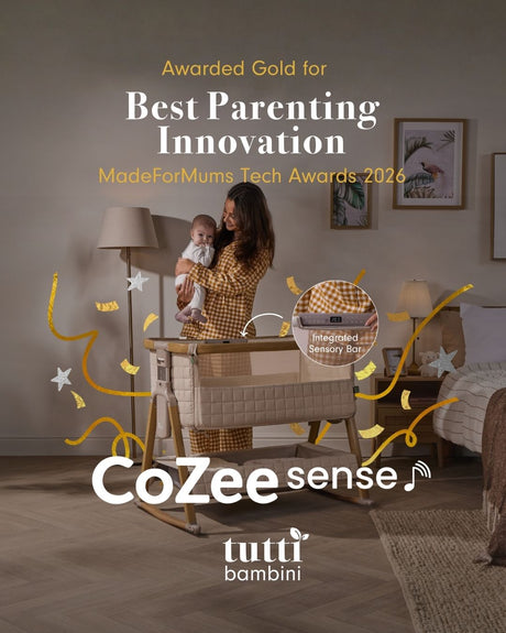 Tutti Bambini Cozee Sense Bedside Crib - White Wash & Kelp
