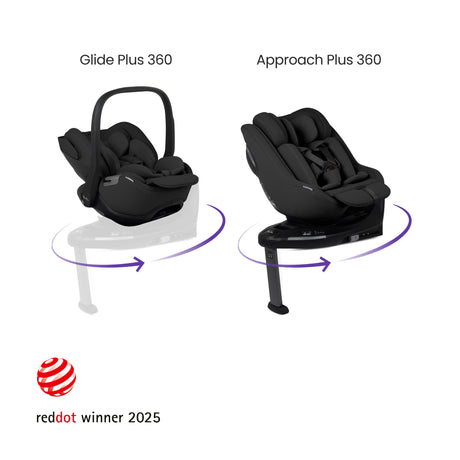 Silver Cross 360 Plus Car Seat Bundle - Glide, Approach & ISOFIX Base 360 Plus - Iconic Black
