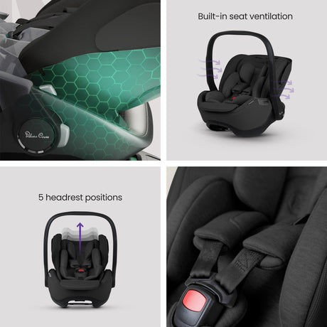 Silver Cross 360 Plus Car Seat Bundle - Glide, Approach & ISOFIX Base 360 Plus - Iconic Black