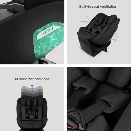 Silver Cross 360 Plus Car Seat Bundle - Glide, Approach & ISOFIX Base 360 Plus - Iconic Black