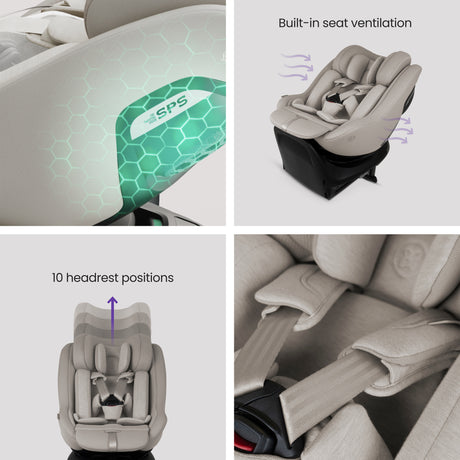 Silver Cross 360 Plus Car Seat Bundle - Glide, Approach & ISOFIX Base 360 Plus - Natural Taupe