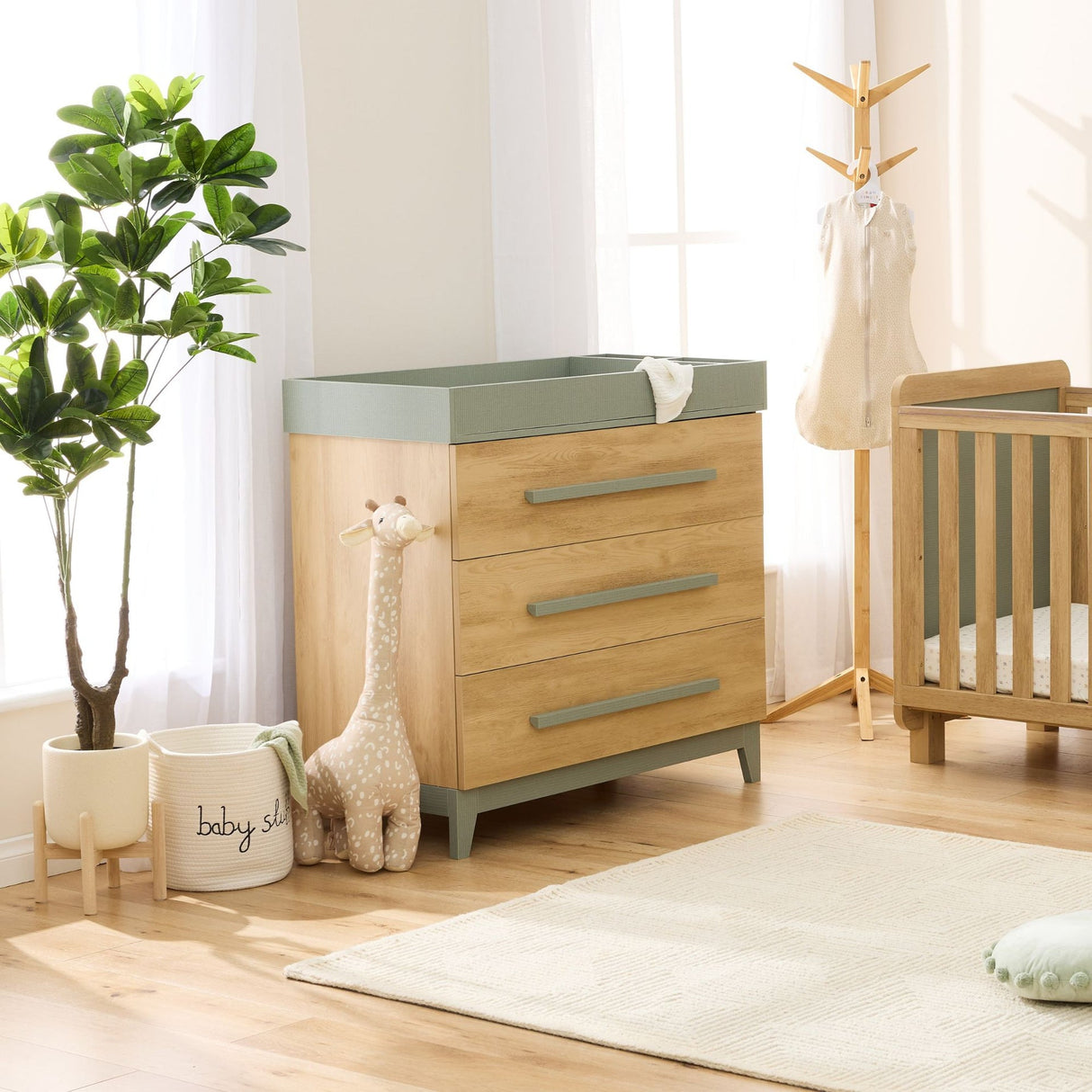 Tutti Bambini Hallee Dresser / Chest Changer - Golden Oak & Sage Weave
