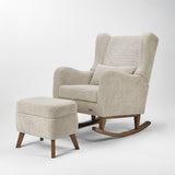 Tutti Bambini Harper Wingback Rocking Chair & Footstool - Teddy Mushroom