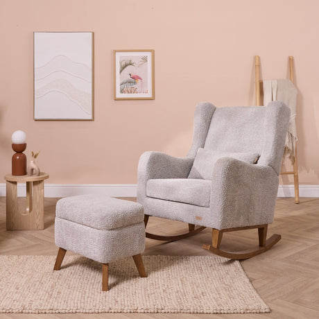 Tutti Bambini Harper Wingback Rocking Chair & Footstool - Teddy Cloud