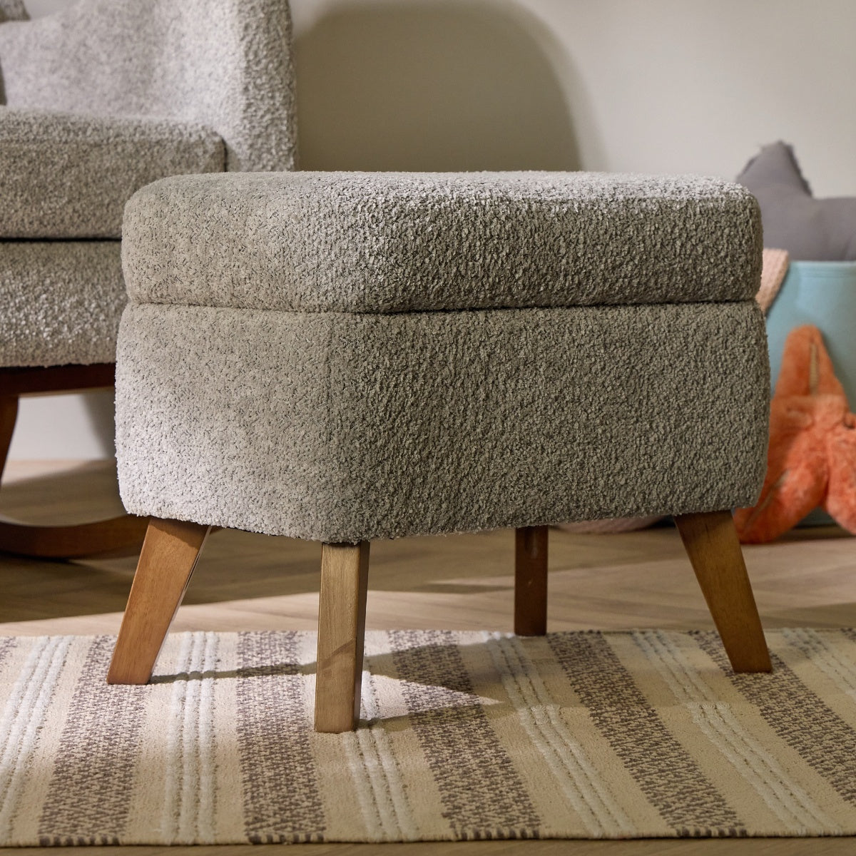 Tutti Bambini Harper Wingback Rocking Chair & Footstool - Teddy Cloud
