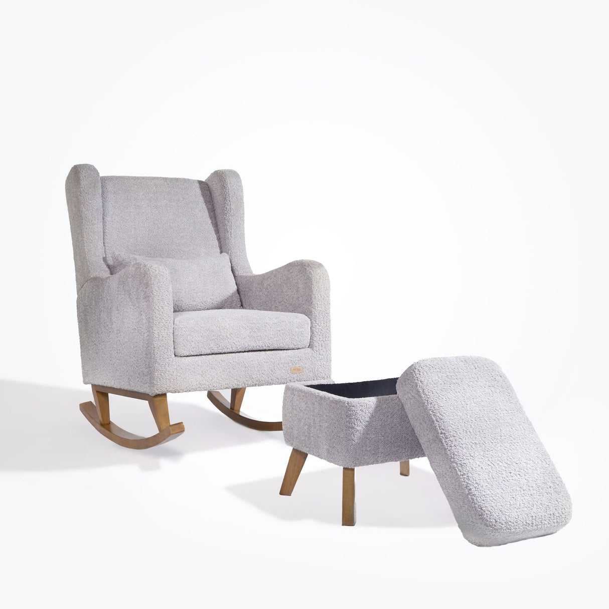 Tutti Bambini Harper Wingback Rocking Chair & Footstool - Teddy Cloud