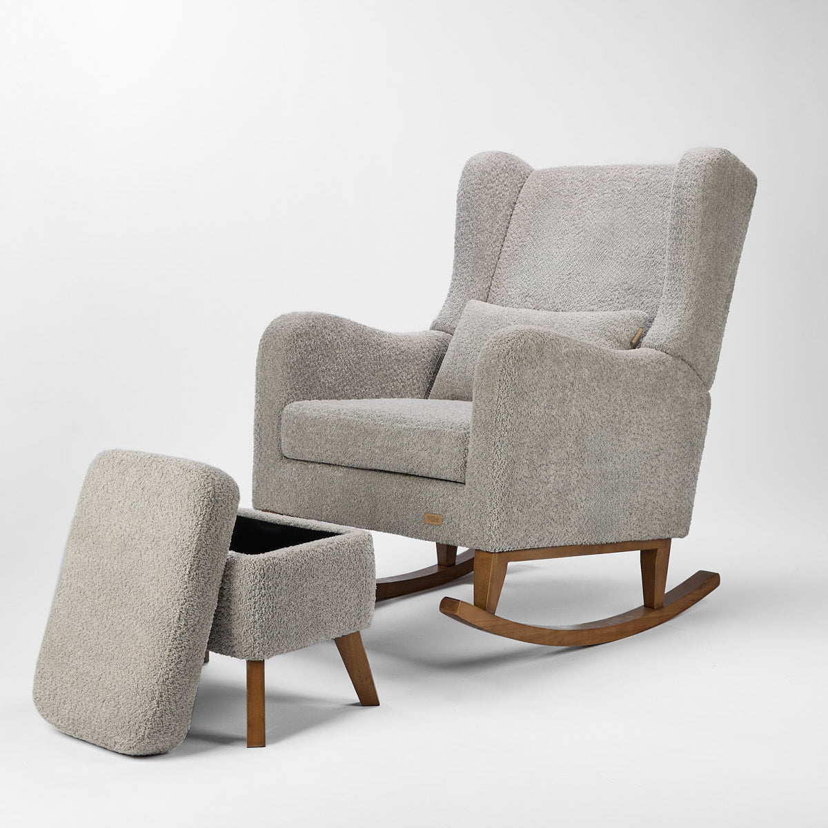 Tutti Bambini Harper Wingback Rocking Chair & Footstool - Teddy Cloud
