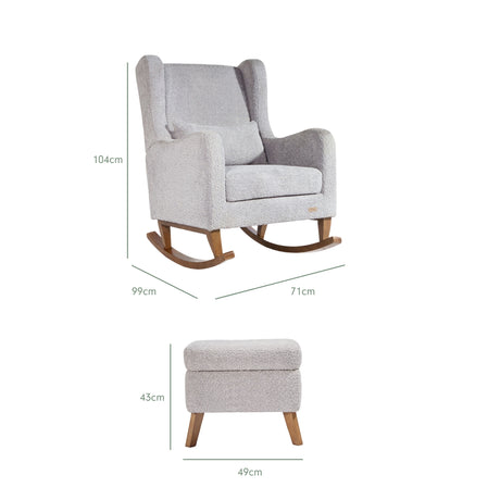 Tutti Bambini Harper Wingback Rocking Chair & Footstool - Teddy Cloud