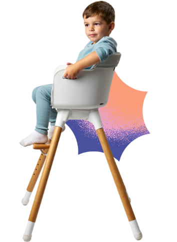 Bababing Una Highchair - White & Grey Wood