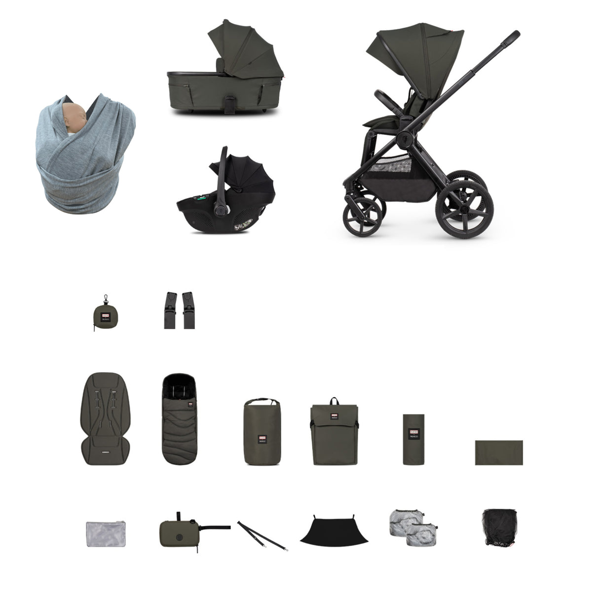 Hunter x Venicci Special Edition Upline 3 Travel System | Comfort Bundle 3 in 1 - Dark Olive