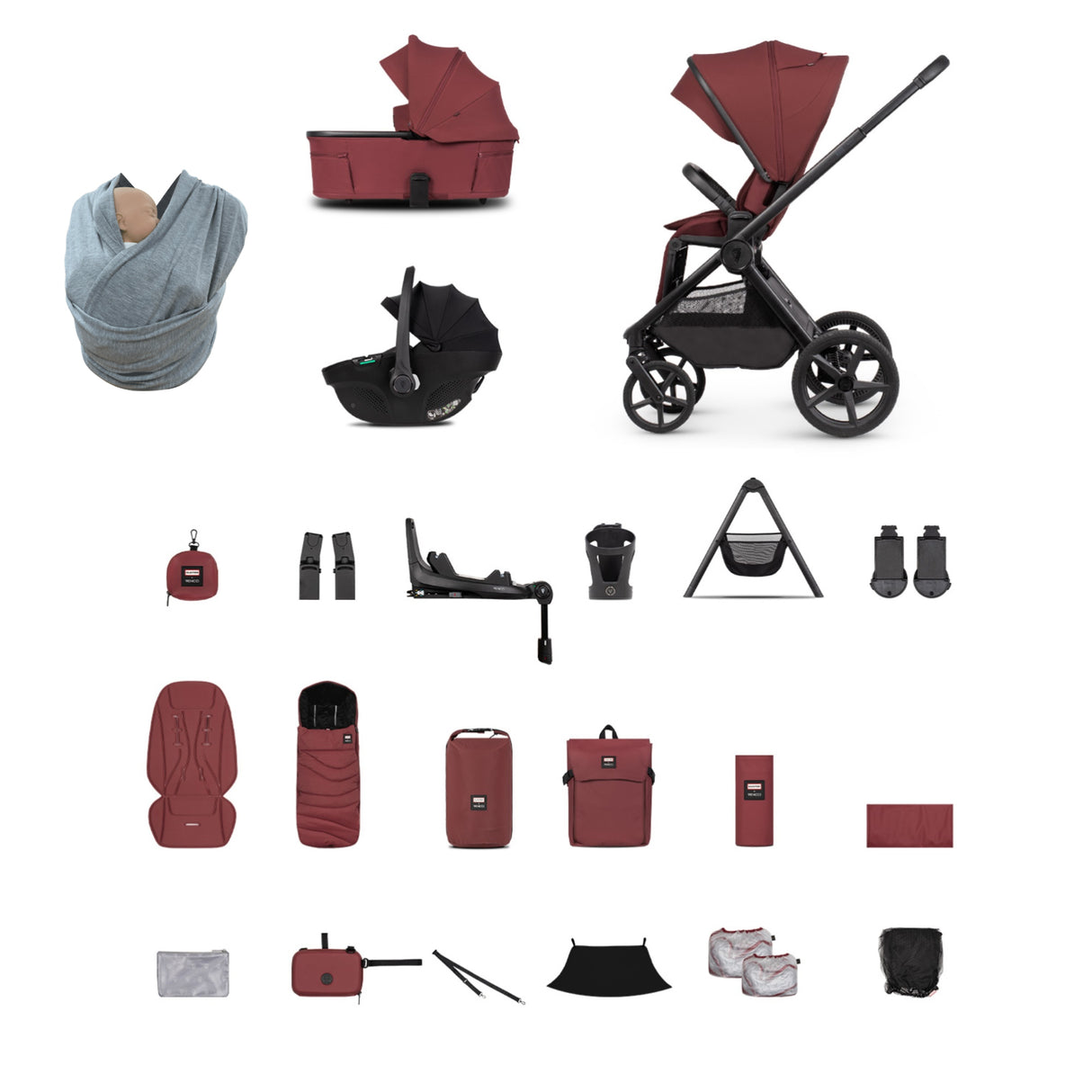 Hunter x Venicci Special Edition Upline 3 Travel System | Ultimate Bundle 4 in 1 Plus - Red