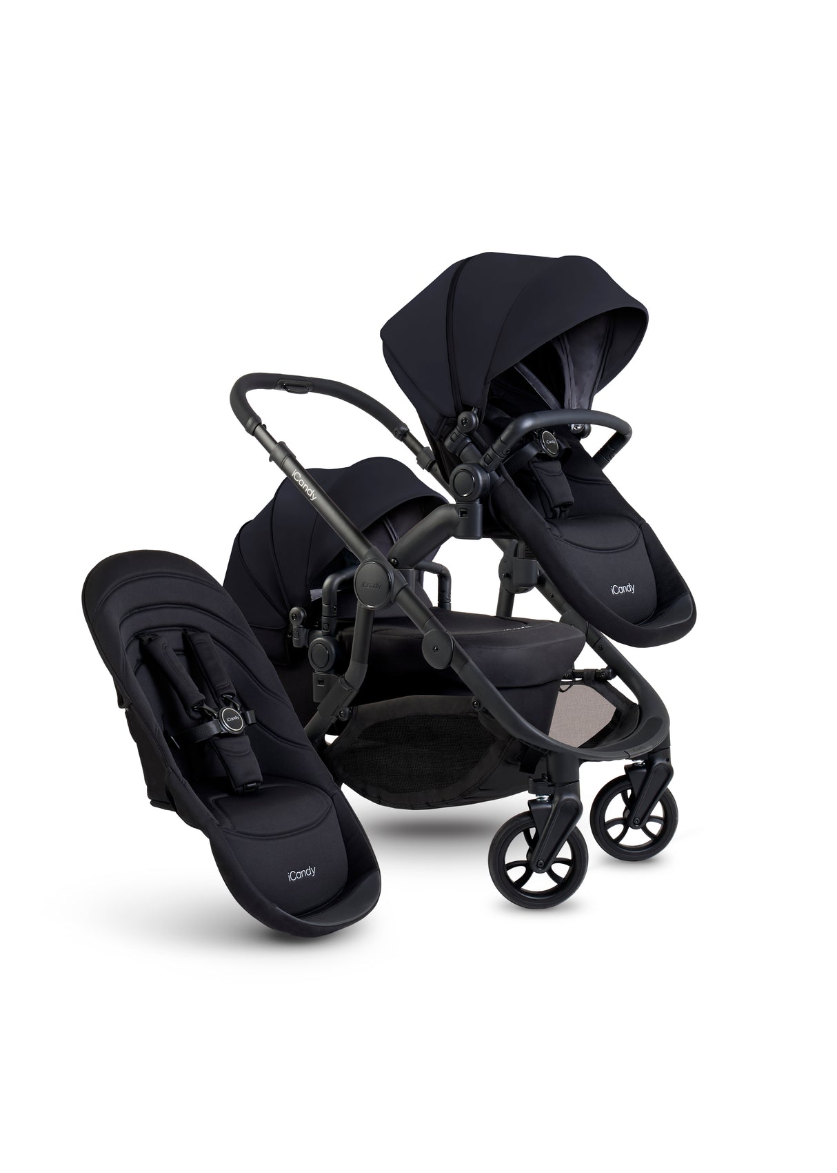 iCandy Orange 4 Complete Double Pushchair Bundle with Accessories - Black