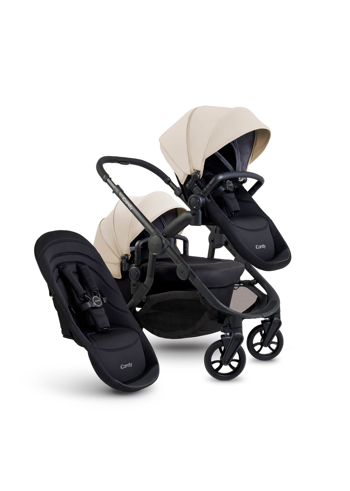 iCandy Orange 4 Complete Double Pushchair Bundle with Accessories - Latte