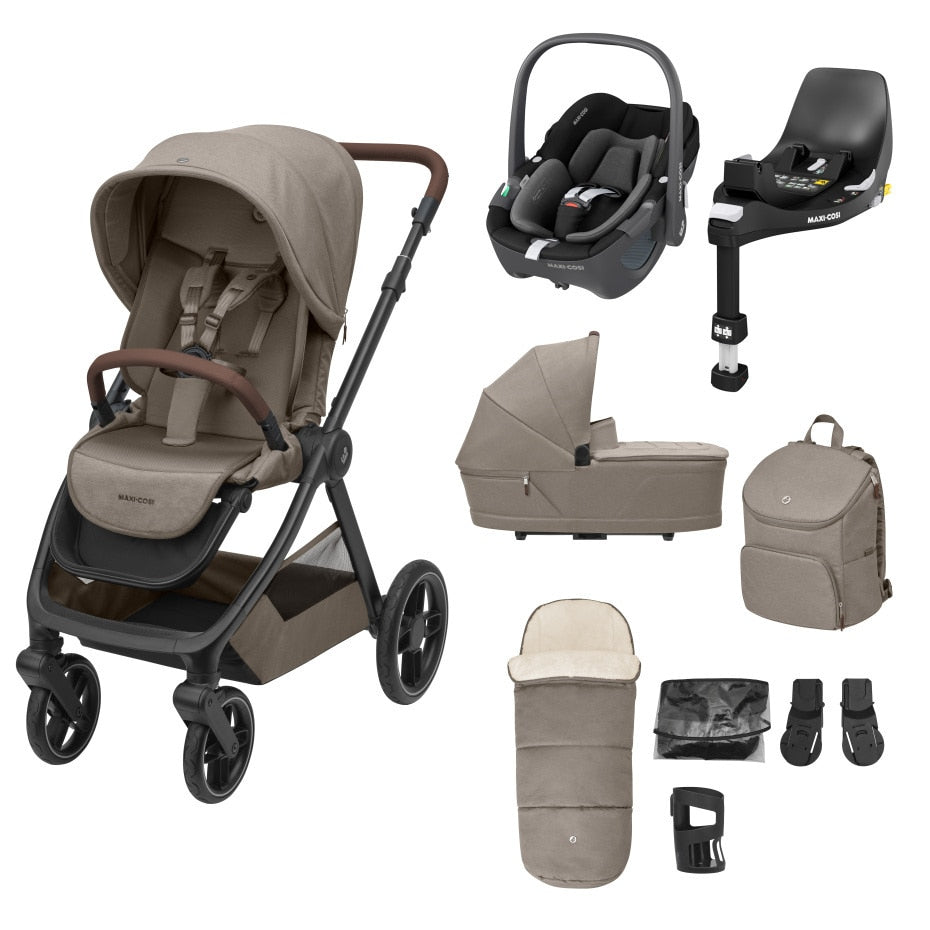 Maxi Cosi Oxford Complete Travel System Bundle with Pebble 360 & ISOFIX Base - Twillic Truffle