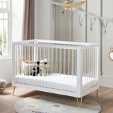 Babymore Kimi Acrylic 3 Piece Nursery Furniture Set with Cot Bed, Dresser and Wardrobe