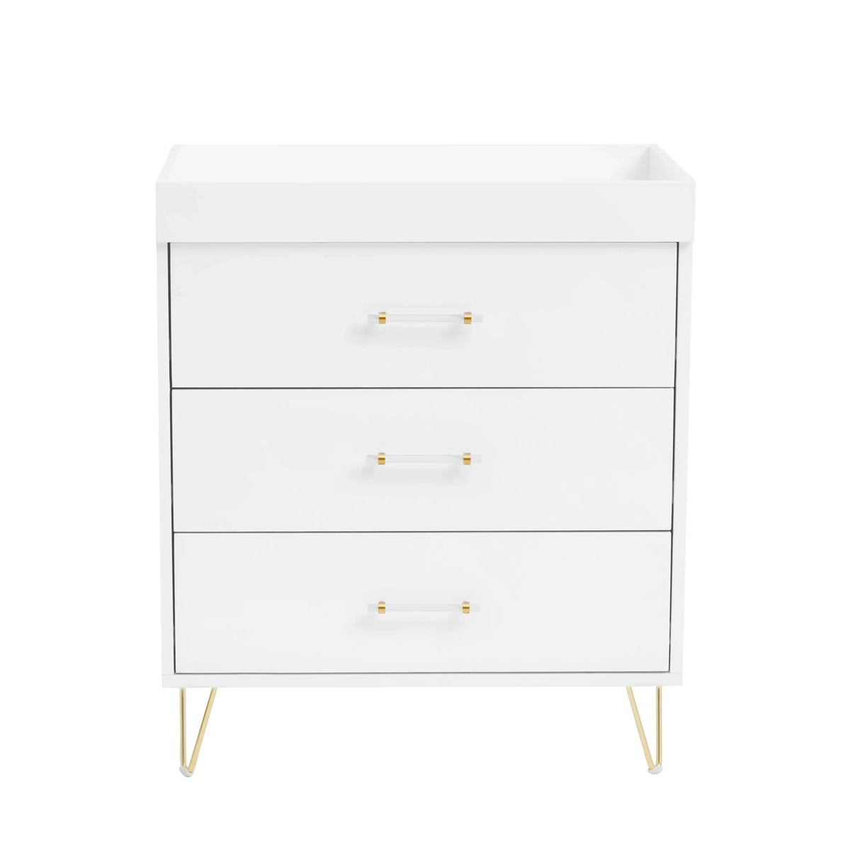 Babymore Kimi Acrylic 3 Piece Nursery Furniture Set with Cot Bed, Dresser and Wardrobe
