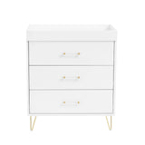 Babymore Kimi Acrylic 3 Piece Nursery Furniture Set with Cot Bed, Dresser and Wardrobe