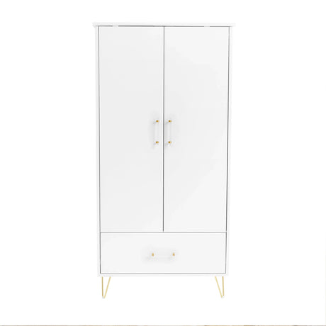 Babymore Kimi Acrylic 3 Piece Nursery Furniture Set with Cot Bed, Dresser and Wardrobe