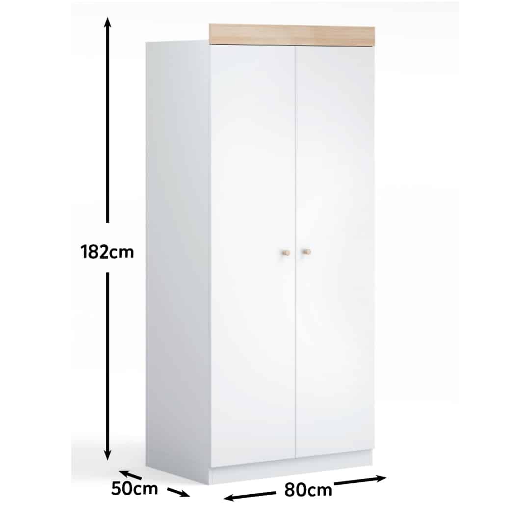 Little Acorns Burlington Double Nursery Wardrobe – White / Oak