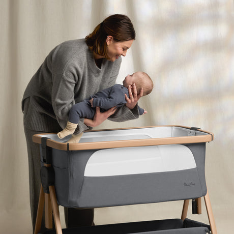 Silver Cross Lunar Bedside Crib - Grey