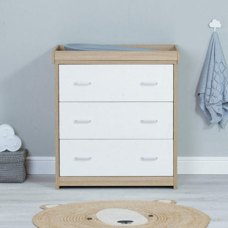 Babymore Luno Veni Chest Changer - White / Oak