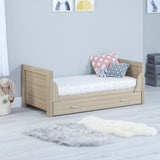 Babymore Luno Cot Bed with Under Drawer - Oak