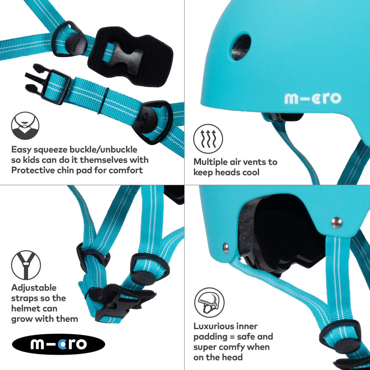Micro Scooters Children's Matt Helmet | Medium - Aqua