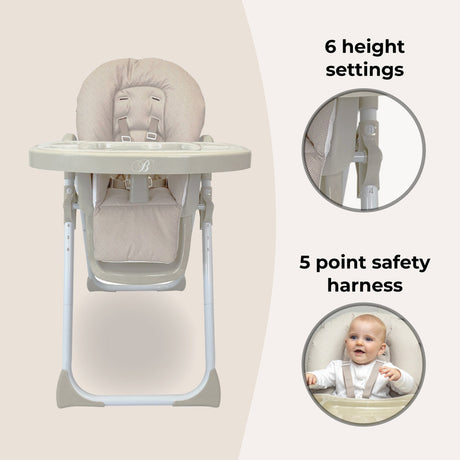 My Babiie MBHC8 Billie Faiers Premium Highchair - Oatmeal Herringbone